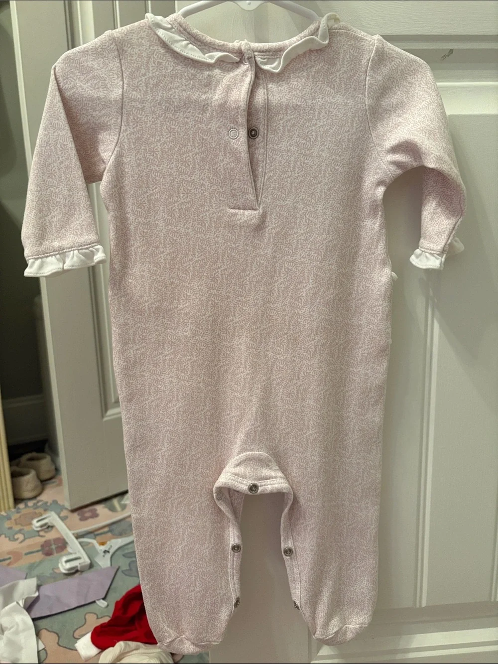 Pink Ruffle-Trim Footed One-Piece for Baby